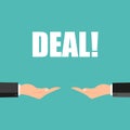 Business deal, businessman agreement. Vector illustration flat style. shaking hands. symbol of a successful transaction