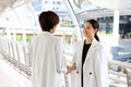 Business deal and office concept, Businesswomen shaking hands during a meeting. Royalty Free Stock Photo