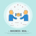 Business deal vector illustration. Modern flat thin line icon design style. Business deal partnership concept. Handshake icon Royalty Free Stock Photo