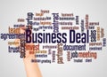 Business deal word cloud and hand with marker concept Royalty Free Stock Photo