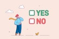 Business decision making concept. Choose yes or no alternative or choices, leadership to direct business to succeed Royalty Free Stock Photo