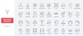 Business decision making in team, communication structure, algorithm line icons set