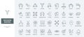Business decision making in team, communication structure, algorithm line icons set