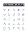Business decisions line icons collection. Career choices, Management strategies, Financial planning, Policy formulation