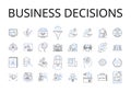 Business decisions line icons collection. Career choices, Management strategies, Financial planning, Policy formulation Royalty Free Stock Photo