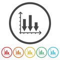 Business decline chart ring icon, color set Royalty Free Stock Photo