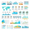 Business demographics and statistics infographic elements with colourful charts, diagrams and graph vector set Royalty Free Stock Photo