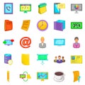 Business department icons set, cartoon style Royalty Free Stock Photo