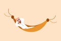 Business design drawing Arabian businessman lying in hammock and dreaming about big money. Comfort, vacation, resting and