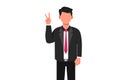 Business design drawing of businessman showing peace gesture with fingers. Male character with victory sign. Expression of Royalty Free Stock Photo