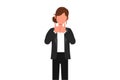 Business design drawing of businesswoman with two thumbs up gesture. Excited female manager in blazer showing thumbs up sign. Deal