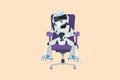 Business design drawing depressed robot sitting at chair, feeling stressed, alone. Feel frustrated. Future robot technology