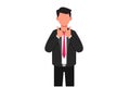 Business design drawing of excited businessman dressed in black formal wear showing thumbs up sign. Like, agree, approve, accept.