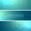 Business design templates. Set of Banners with Polygonal Mosaic Backgrounds. Geometric Triangular Abstract. Vector