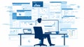 Business developer analyzing data with digital Kanban board workflow