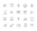 Business development outline icons collection. Sales, Leads, Strategy, Marketing, Profit, Growth, Networking vector and