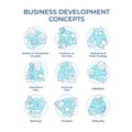 Business development soft blue concept icons Royalty Free Stock Photo