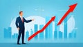 Business development to success and growing growth concept, Businessman pointing arrow graph corporate future Royalty Free Stock Photo