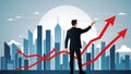 Business development to success and growing growth concept, Businessman pointing arrow graph corporate future Royalty Free Stock Photo