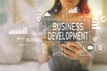 Business development with woman using a smartphone