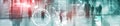 Business digital interface with graphs, charts, icons and timeline on blurred background. Website header banner