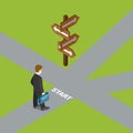 Business dilemma choice choose way choose flat isometric vector Royalty Free Stock Photo