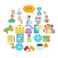 Business direction icons set, cartoon style