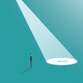 Business direction vector concept with arrow in spotlight. Business career decision, venture or investment opportunity Royalty Free Stock Photo