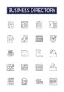 Business directory line vector icons and signs. directory, office, information, data, online, file, internet,technology