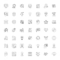 Business discussion linear icons, signs, symbols vector line illustration set