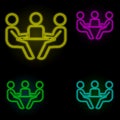 business discussion neon color set icon. Simple thin line, outline vector of business organisation icons for ui and ux, website or Royalty Free Stock Photo