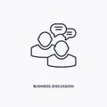 Business discussion outline icon. Simple linear element illustration. Isolated line Business discussion icon on white background.