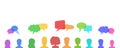 Business discussion or people talking, chat dialogue speech bubbles, news or social network design concept. Flat style.