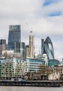 Business district with famous skyscrapers and landmarks at golden hour, London, UK Royalty Free Stock Photo