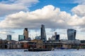 Business district with famous skyscrapers and landmarks at golden hour, London, UK Royalty Free Stock Photo