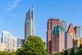 Business district skyline under blue sky Royalty Free Stock Photo