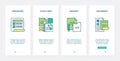 Business document, data files UX, UI onboarding mobile app page screen set