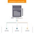 Business, document, file, paper, presentation Business Flow Chart Design with 3 Steps. Glyph Icon For Presentation Background