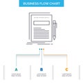 Business, document, file, paper, presentation Business Flow Chart Design with 3 Steps. Line Icon For Presentation Background