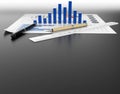 Business document graph and stationary tool background