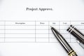 Business document project approve waiting to sign on white background