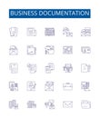 Business documentation line icons signs set. Design collection of Business, Documentation, Reports, Policies, Guidelines
