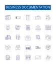 Business documentation line icons signs set. Design collection of Business, Documentation, Reports, Policies, Guidelines