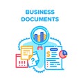 Business Documents And Chart Vector Concept Color