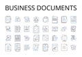 Business documents line icons collection. Contracts, Agreements, Invoices, Proposals, Quotes, Receipts, Purchase orders