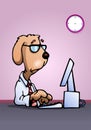 Business dog using computer