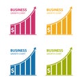 Business Dollar Growth Chart - Colorful Vector Icons - Isolated On White