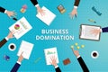 Business domination concept work in desk with graph document