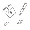 Business doodle icon. Hand drawn sketch. Coloring page. Vector illustration isolated on white background Royalty Free Stock Photo