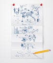 Business doodle paper sheet Royalty Free Stock Photo